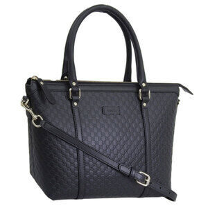 Gucci Outlet Leather Tote Bag Black